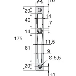 Stremler Assa Abloy Loquet, Targette Et Moraillon De Porte-Gâche centrale aluminium largeur 22mm épaisseur 10mm anodisé argent - STREMLER - 2839.10.4