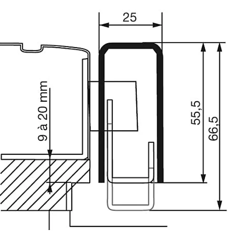 Vachette Gâche en applique à recouvrement réglable 9 à 20mm pour carénées EXCLUSIVE gauche marron - - 14779000