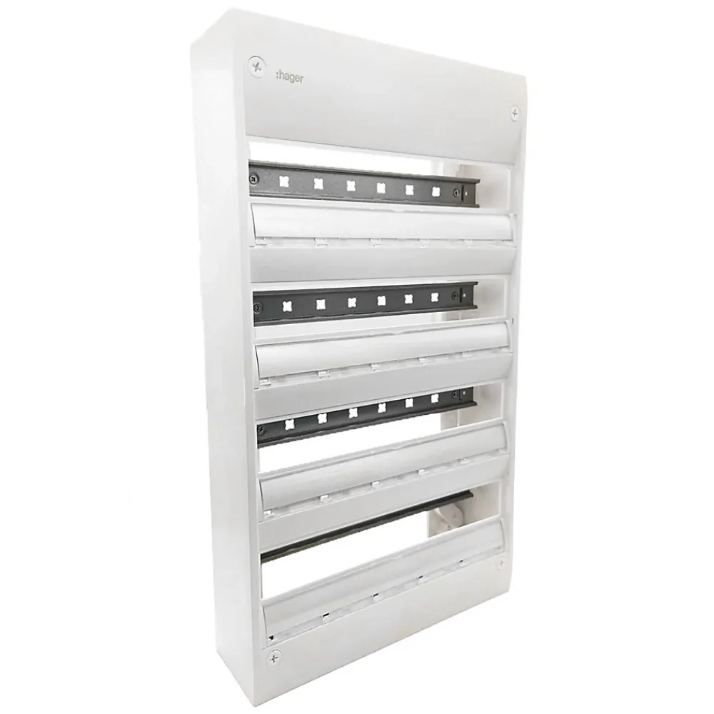 Hager Tableau Électrique Pré-Équipé-Gd418 - Coffret électrique 4 Rangées De 18 Modules - Gamma 625x355x103mm - Bornier Automatique