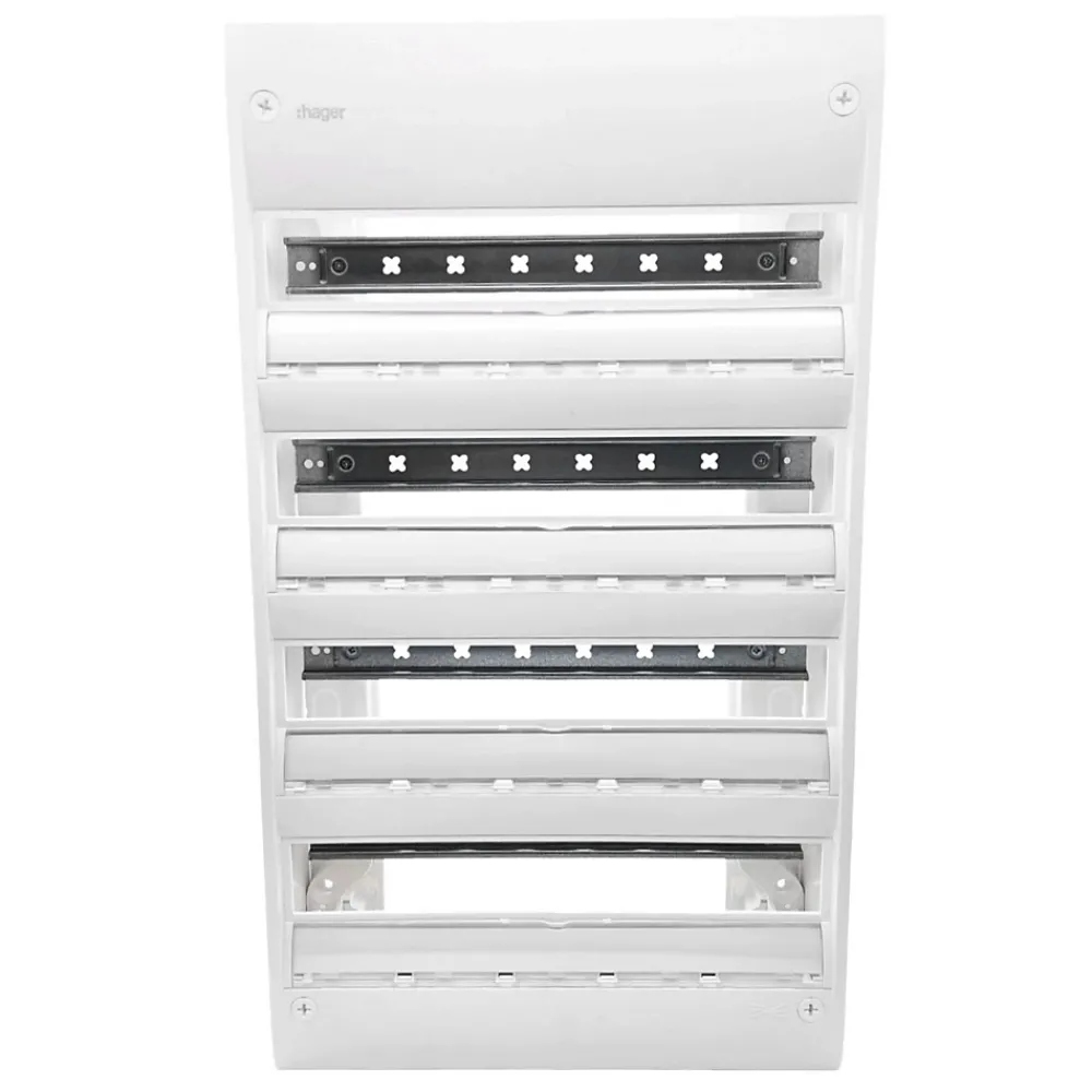 Hager Tableau Électrique Pré-Équipé-Gd418 - Coffret électrique 4 Rangées De 18 Modules - Gamma 625x355x103mm - Bornier Automatique