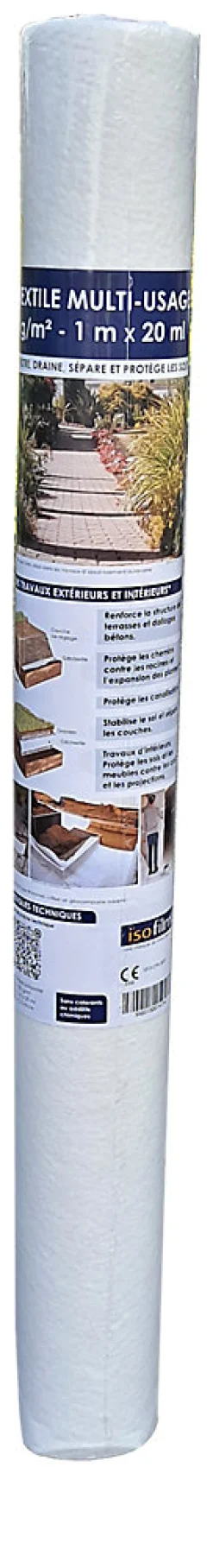 Gaine Et Drain-Geotextile multi-usage - 100 g/m² - 1 m x 20 m