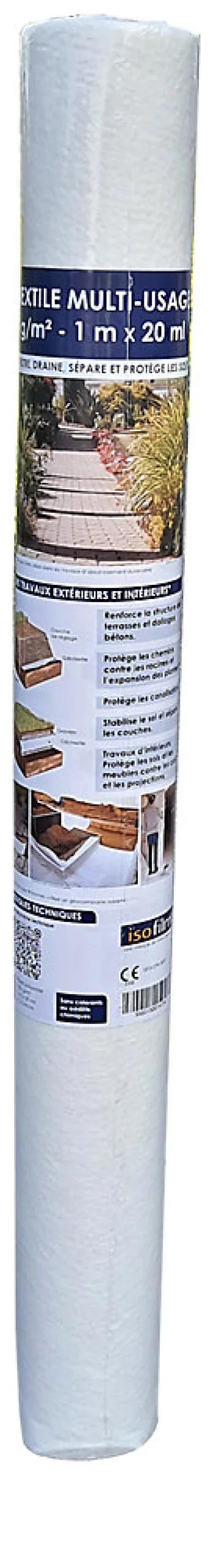 Gaine Et Drain-Geotextile multi-usage - 100 g/m² - 1 m x 20 m