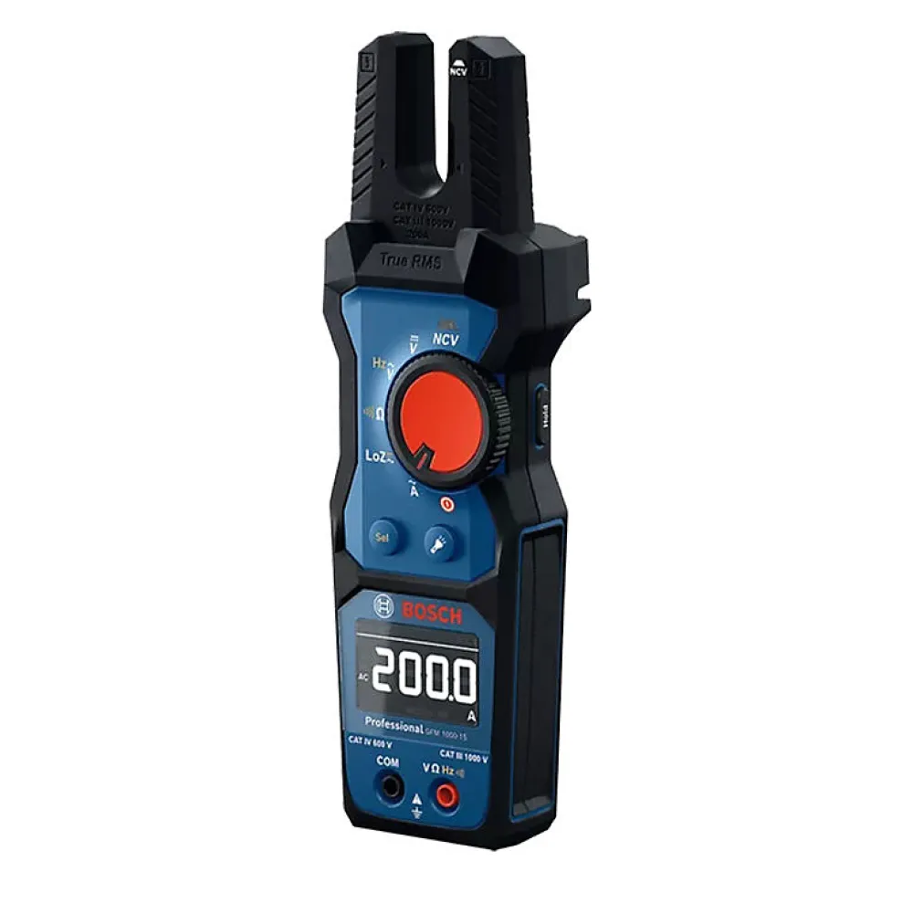 Bosch Multimètre-GFM 1000-15 Professional Multimètre fourche True RMS , mesure AC jusqu'à 200 A, écran LCD inversé