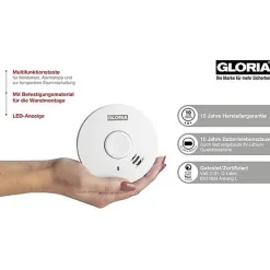 Gloria Détecteur De Fumée|Détecteur De Fumée-R-10 Détecteur de fumée 10 ans - batterie lithium 3V intégrée, certifié VdS/EN14604