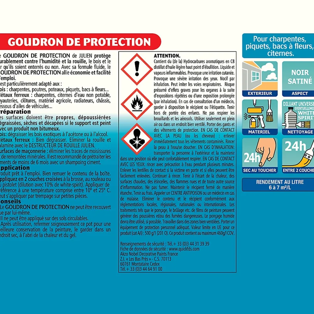 Julien Goudron de protection extérieur noir ,75L