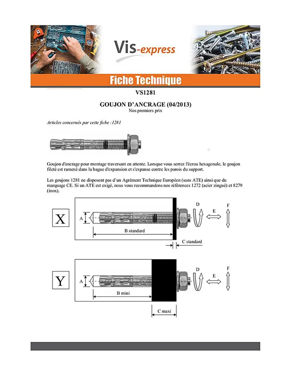 Vis Express Goujon D'Ancrage-Goujon Ancrage M10X100 Acier zingué - 20 pièces