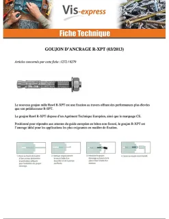 Vis Express Goujon D'Ancrage-Goujon Ancrage R-XPT M10X180 Acier zingué - 20 pièces