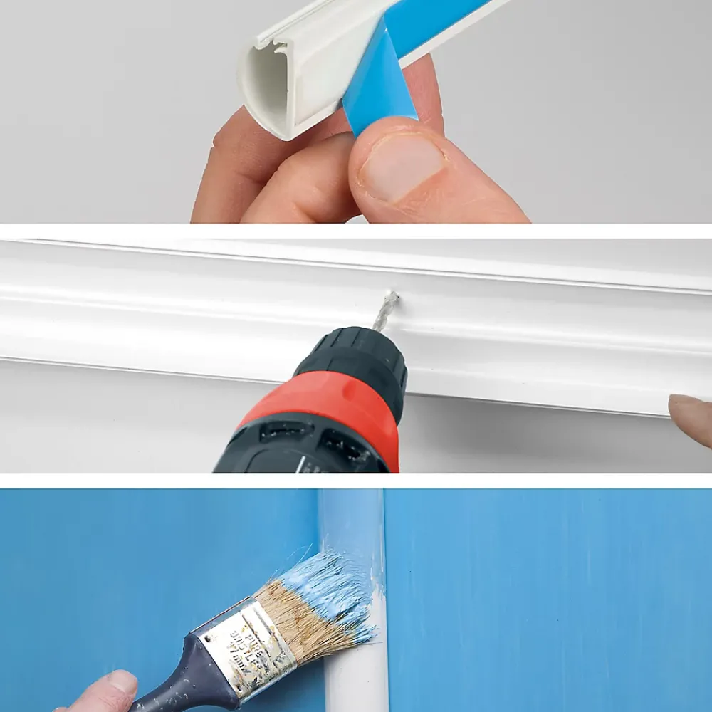 D-Line Goulotte décorative demi-ronde blanche auto-adhésive 30 x 15 mm, 1 m