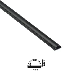 D-Line Goulotte décorative demi-ronde noire auto-adhésive 16 x 8 mm, 1 m