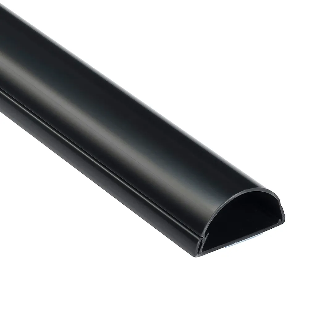 D-Line Moulure, Goulotte Et Plinthe-Goulotte décorative demi-ronde noire auto-adhésive 50 x 25 mm, 1 m