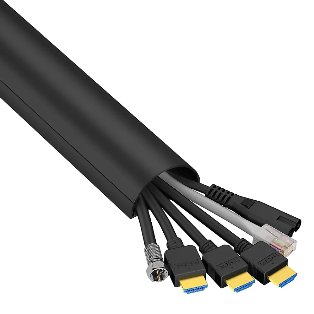 D-Line Moulure, Goulotte Et Plinthe-Goulotte décorative demi-ronde noire auto-adhésive 50 x 25 mm, 1 m