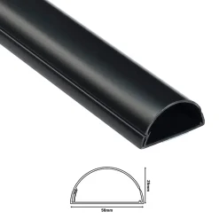 D-Line Moulure, Goulotte Et Plinthe-Goulotte décorative demi-ronde noire auto-adhésive 50 x 25 mm, 1 m