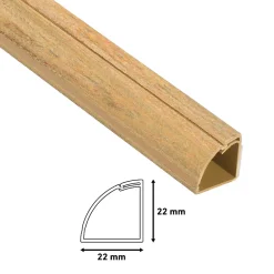 D-Line Goulotte décorative quart de cercle effet bois vernis auto-adhésive 22x22mm, 2m