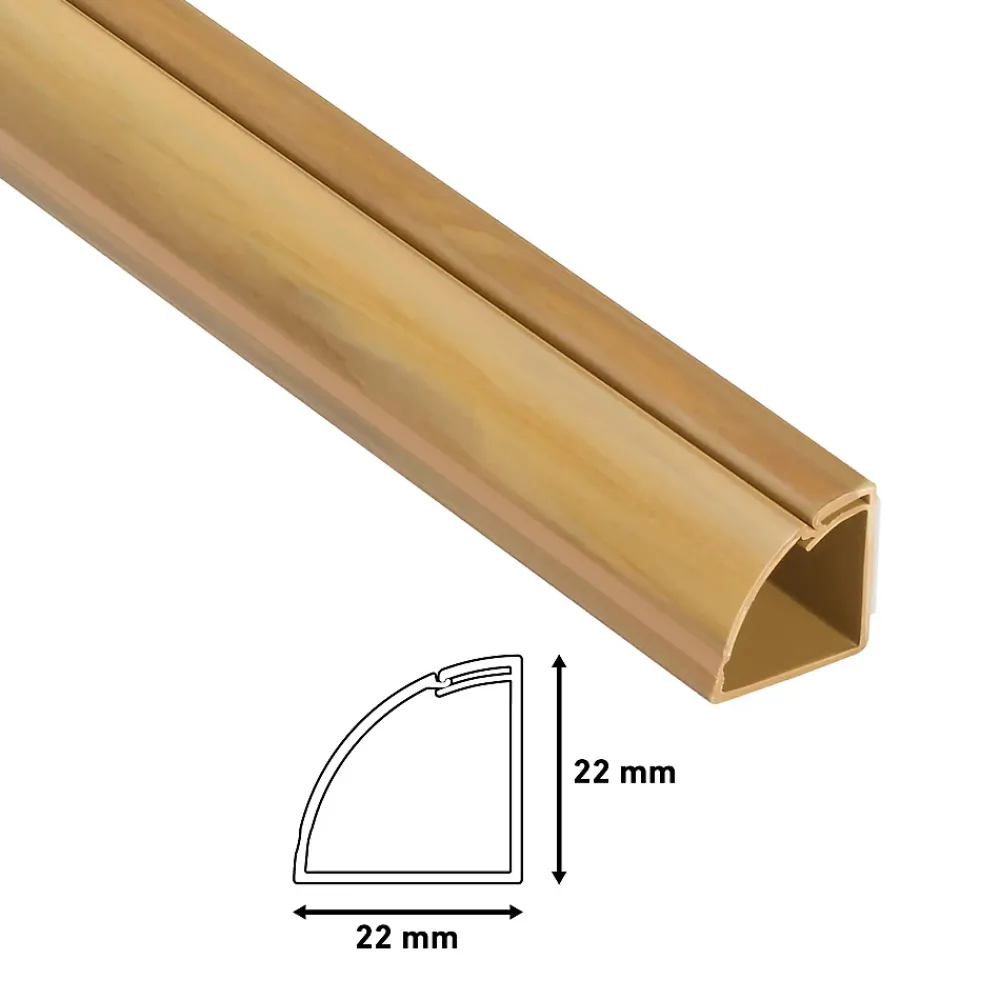 D-Line Moulure, Goulotte Et Plinthe-Goulotte décorative quart de cercle effet chêne auto-adhésive 22x22mm, 2m