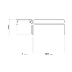 Edo Moulure, Goulotte Et Plinthe-Goulotte électrique PVC 40x16 mm 2 m anthracite