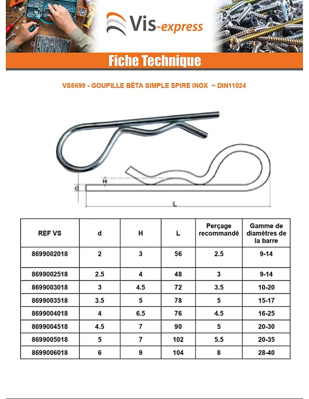 Vis Express Goupille Et Circlip-Goupille Beta Inox A2 4 - 1 pièce