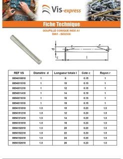 Vis Express Goupille Et Circlip-Goupille Conique 3X16 Inox A1 - 1 pièce