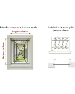 DMS Grille De Défense Pour Fenêtre-Grille de Defense Close pour Fenetre H 95 cm x L 100 cm (côte tableau)