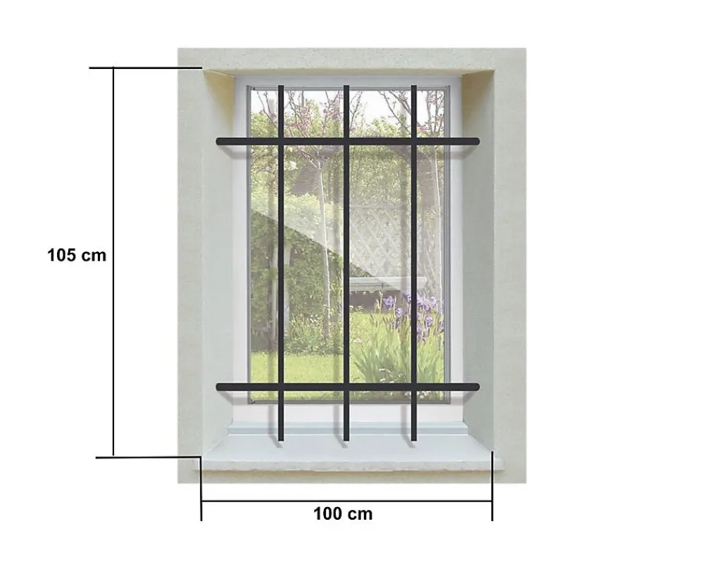 DMS Grille De Défense Pour Fenêtre-Grille de Defense DISTRI pour Fenetre H 105 cm x L 100 cm (côte tableau)