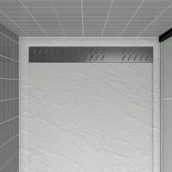 Galedo Evacuation De Douche-Grille d'évacuation l.69,5 cm pour receveur de douche Pedra et Pure 2, gun metal,