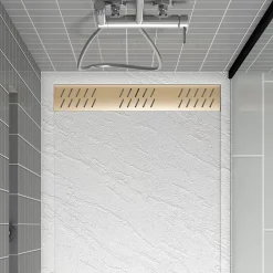 Galedo Grille d'évacuation l.69,5 cm pour receveur de douche Pedra et Pure 2, doré,