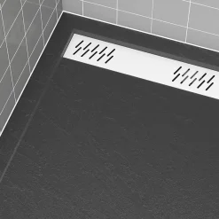 Galedo Evacuation De Douche-Grille d'évacuation l.79,5 cm pour receveur de douche Pedra et Pure 2, blanc,