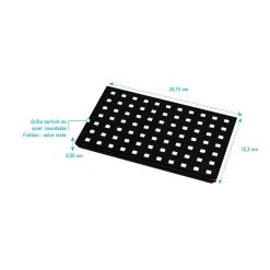 Aurlane Evacuation De Douche-Grille perforée en inox Noir Mat pour receveur - 20.15x12.3x0.55cm - ROCK 2 GRID DRILL