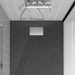 Aurlane Evacuation De Douche-Grille perforée en inox pour receveur - 20.15x12.3x0.55cm - ROCK 2 GRID DRILL