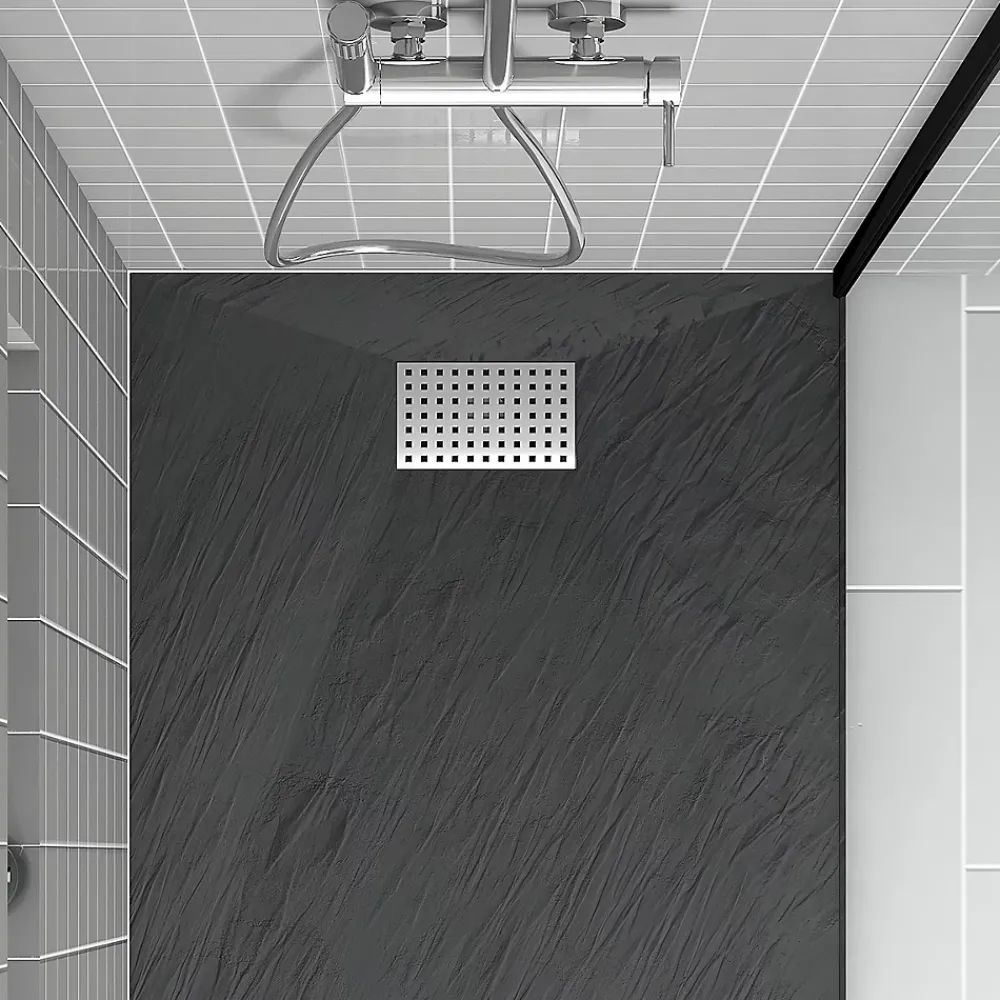 Aurlane Evacuation De Douche-Grille perforée en inox pour receveur - 20.15x12.3x0.55cm - ROCK 2 GRID DRILL