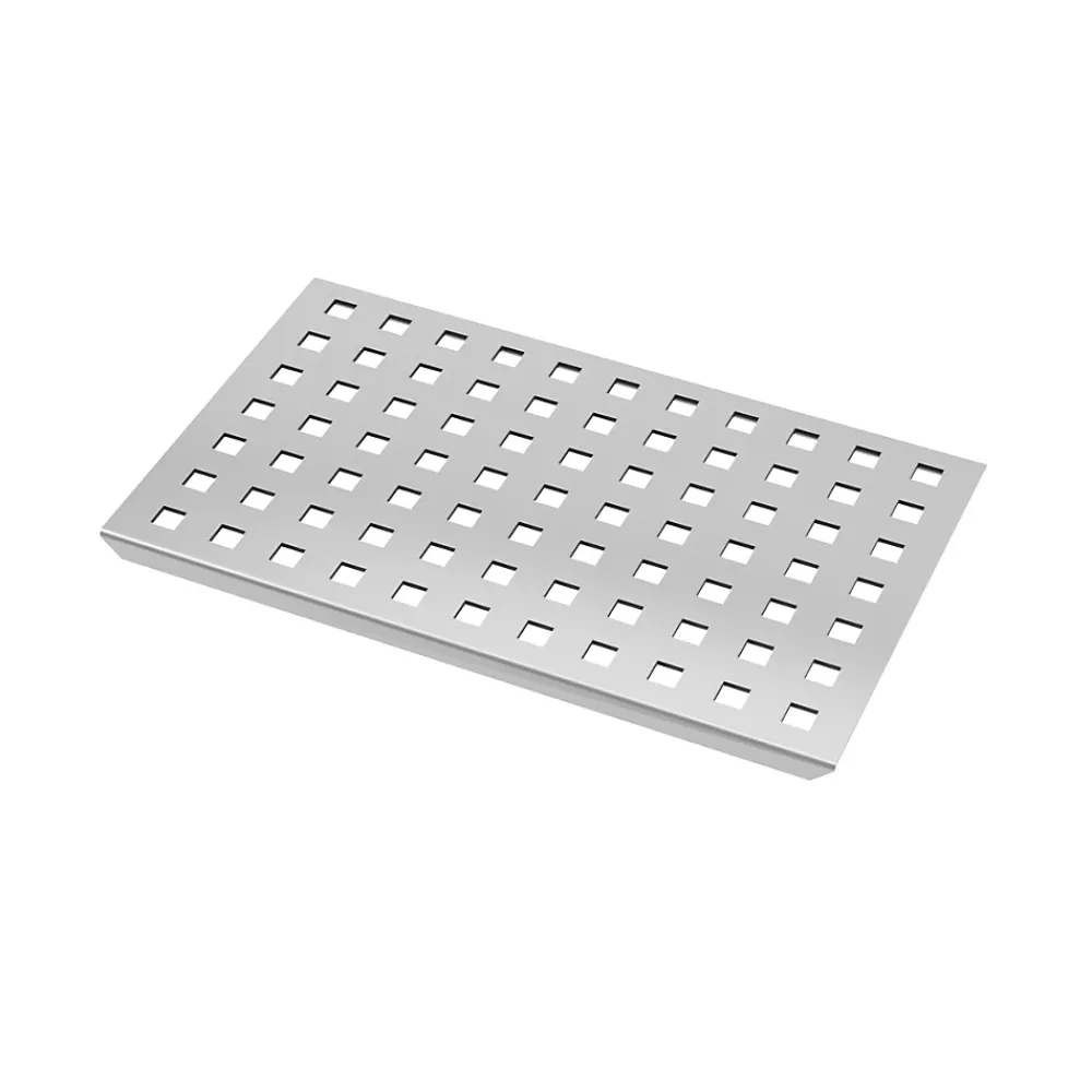 Aurlane Evacuation De Douche-Grille perforée en inox pour receveur - 20.15x12.3x0.55cm - ROCK 2 GRID DRILL