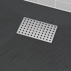 Aurlane Evacuation De Douche-Grille perforée en inox pour receveur - 20.15x12.3x0.55cm - ROCK 2 GRID DRILL