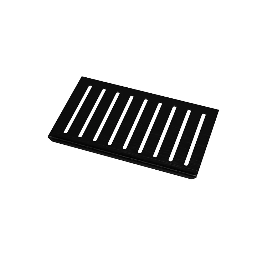 Aurlane Evacuation De Douche-Grille rainurée en inox Noir Mat pour receveur - 20.15x12.3x0.55cm - ROCK 2 GRID LINE
