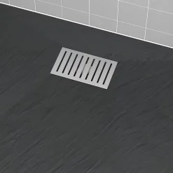 Aurlane Evacuation De Douche-Grille rainurée en inox pour receveur - 20.15x12.3x0.55cm - ROCK 2 GRID LINE