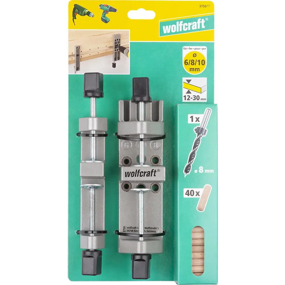 Wolfcraft Guide de perçage et d'assemblage de tourillons Ø6/8/10 mm,