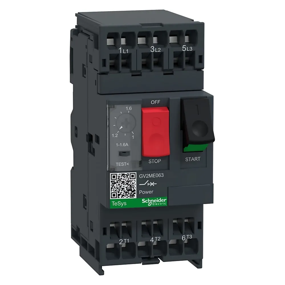 Schneider Electric Gv2me063 - Disjoncteur Moteur Schneider Gv2me - 1 à 1,6a - 3p 3d - Déclencheur Magnéto-thermique Avec Bornes Automatiques