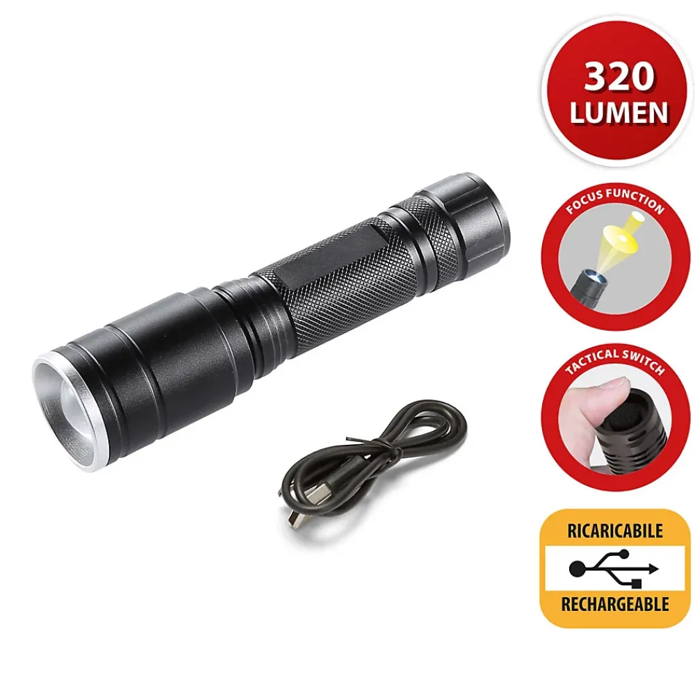 Velamp Lampe Torche-HUNTER : Lampe torche LED rechargeable 5W avec fonction zoom.