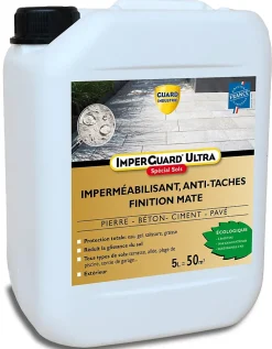 Guard Industrie ImperGuard Ultra Protection Sol Mat Imperméabilisant Effet Mat Sol Poreux Pierre Béton Dalle PavéIncolore 5L Traite 50m²