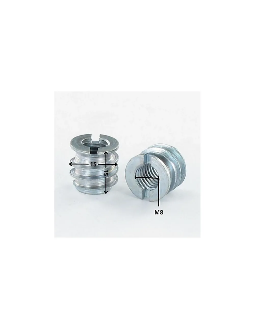 Vis Express Insert fileté bois fendu M8 15X15 Acier zingué - 10 pièces