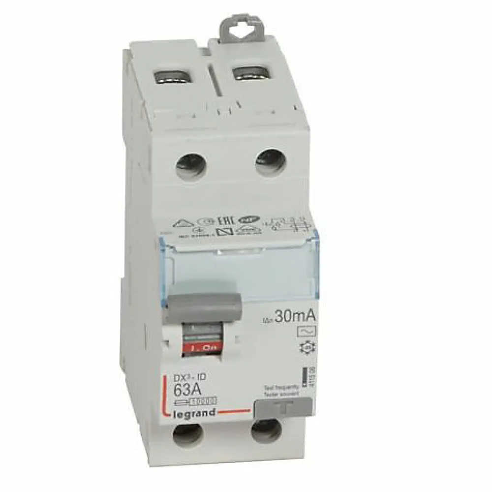 Legrand Interrupteur Et Disjoncteur Différentiel-Inter diff DX3 ID vis vis 2P 230V 63A type AC 30mA dEpart bas