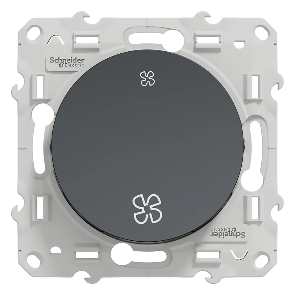 Schneider Electric Interrupteur Encastrable-Interrupteur commande VMC 2 boutons à vis Odace anthracite