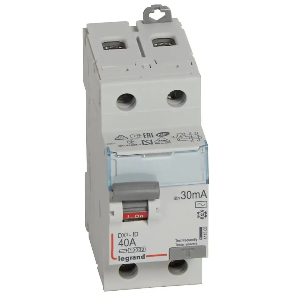 Legrand Interrupteur Et Disjoncteur Différentiel-Interrupteur différentiel - 40A - 30mA - Type AC - 230V - Vis/vis - Haut/bas
