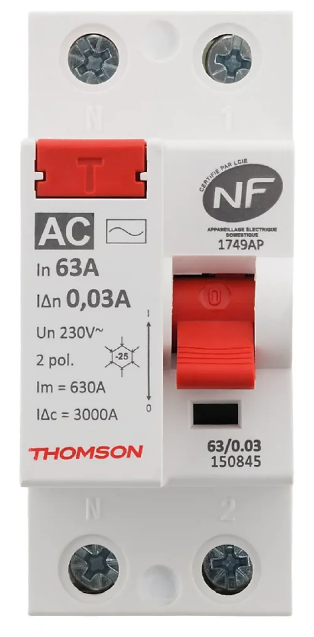 Thomson Interrupteur Et Disjoncteur Différentiel-Interrupteur différentiel 63A type AC NF