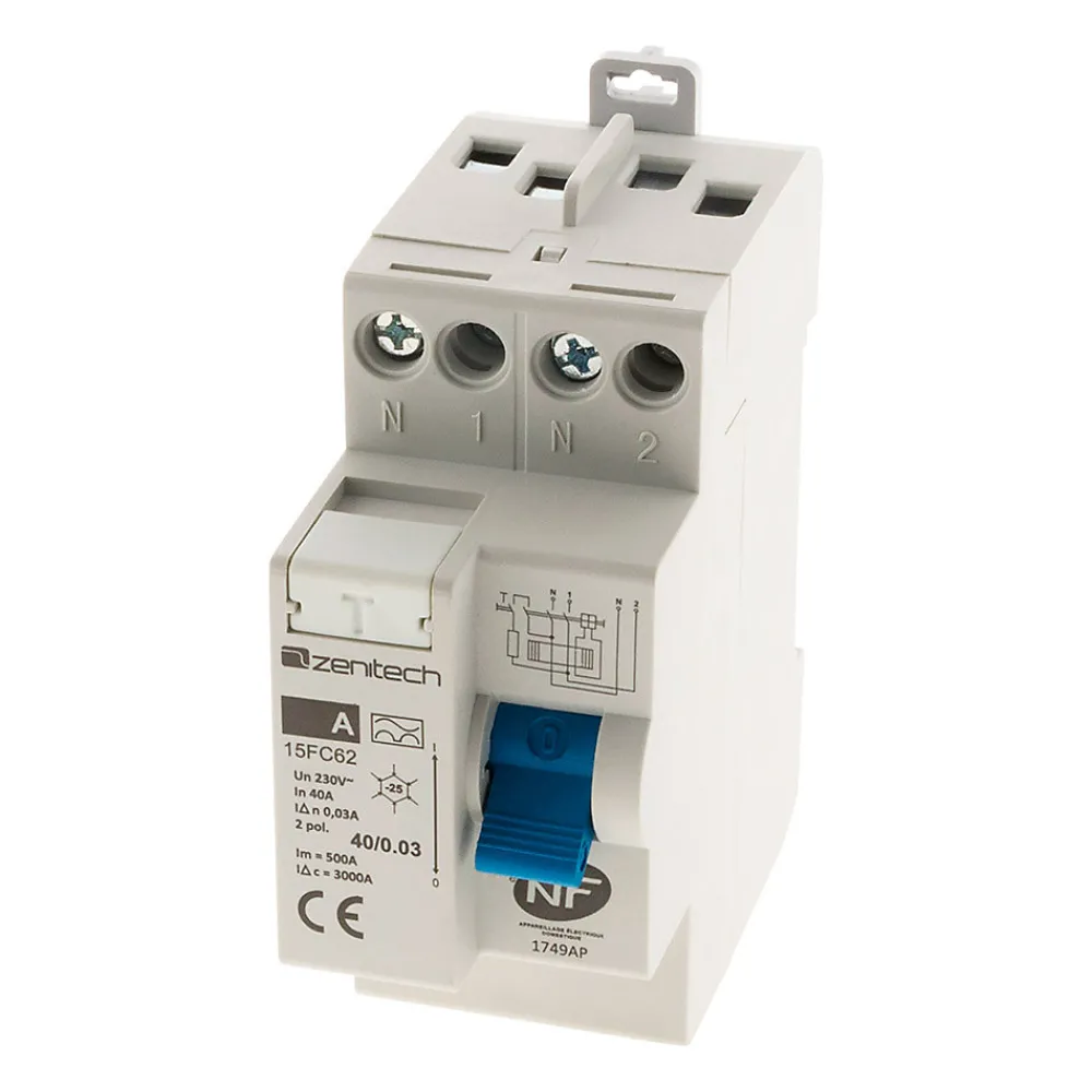 Zenitech Interrupteur Et Disjoncteur Différentiel-Interrupteur différentiel 40/2 30mA Type A NF -