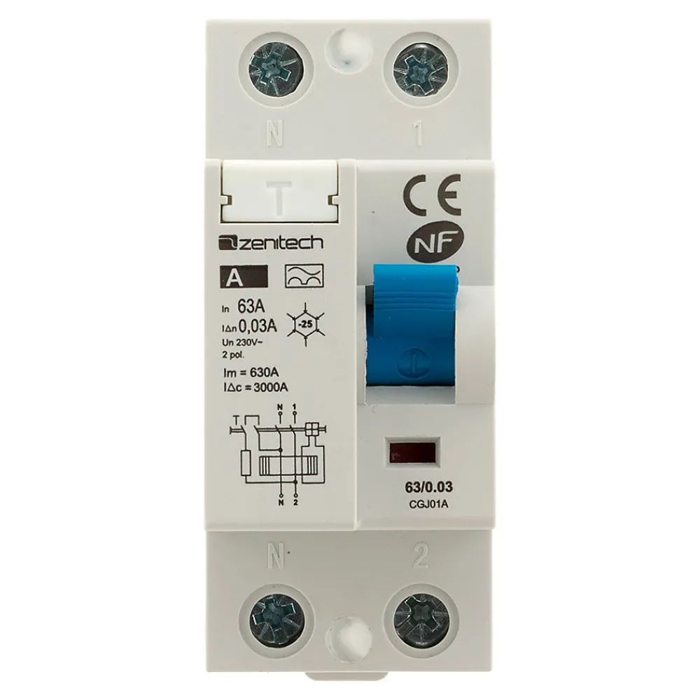 Zenitech Interrupteur différentiel 63/2 30mA Type A NF -