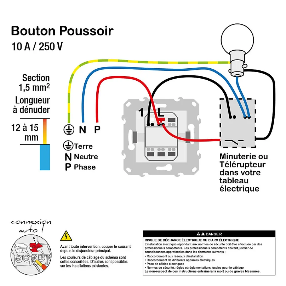Schneider Electric Interrupteur Encastrable-Interrupteur double poussoir 10A Unica Déco blanc