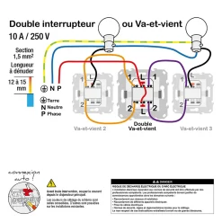 Schneider Electric Interrupteur Encastrable-Interrupteur double va-et-vient connexion rapide 10A Unica Déco aluminium