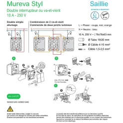 Schneider Electric Interrupteur En Saillie|Interrupteur Étanche-Interrupteur double va-et-vient étanche complet saillie Mureva Styl anthracite