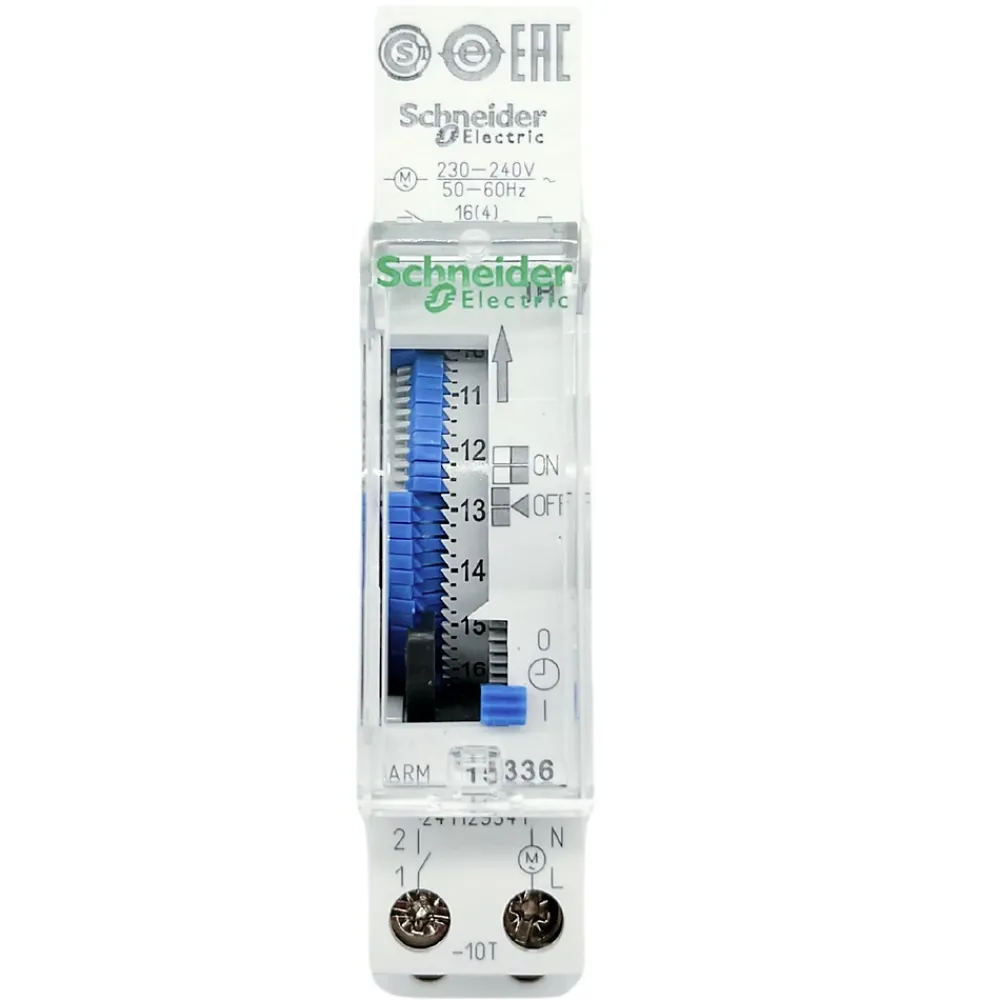 Schneider Electric 15336 Interrupteur Horaire électromécanique Journalier 24h - 1 Canal - Réserve De Marche 100h - Schneider