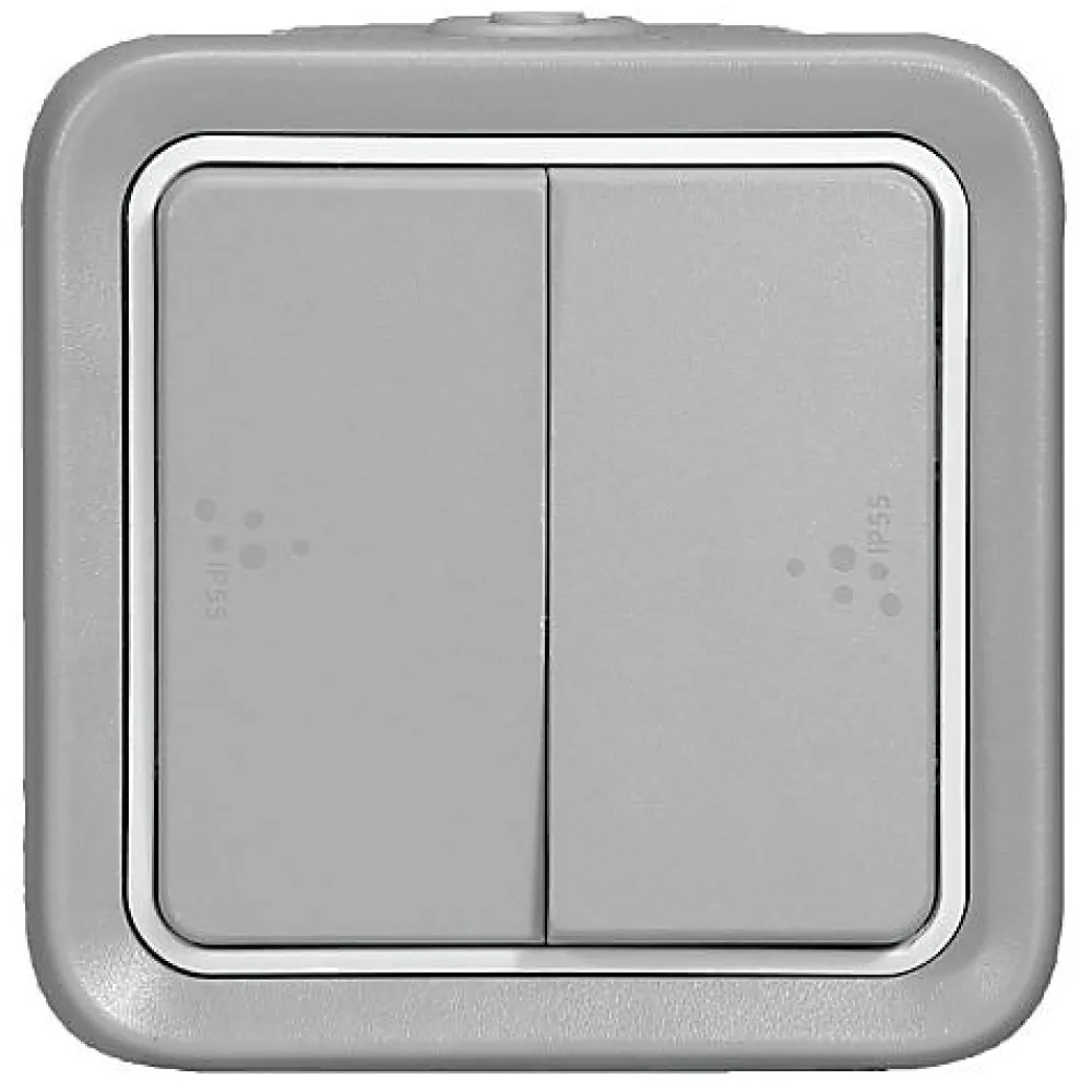 Legrand Interrupteur ou va-et-vient étanche PLEXO complet IP55 saillie gris double - - 069715