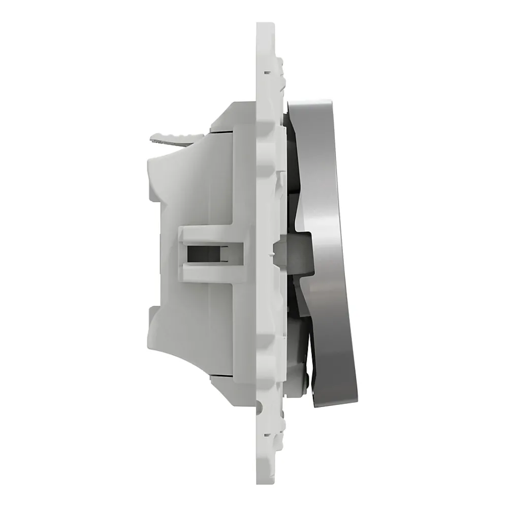 Schneider Electric Interrupteur poussoir lumineux LED bleu 10A à vis Odace aluminium